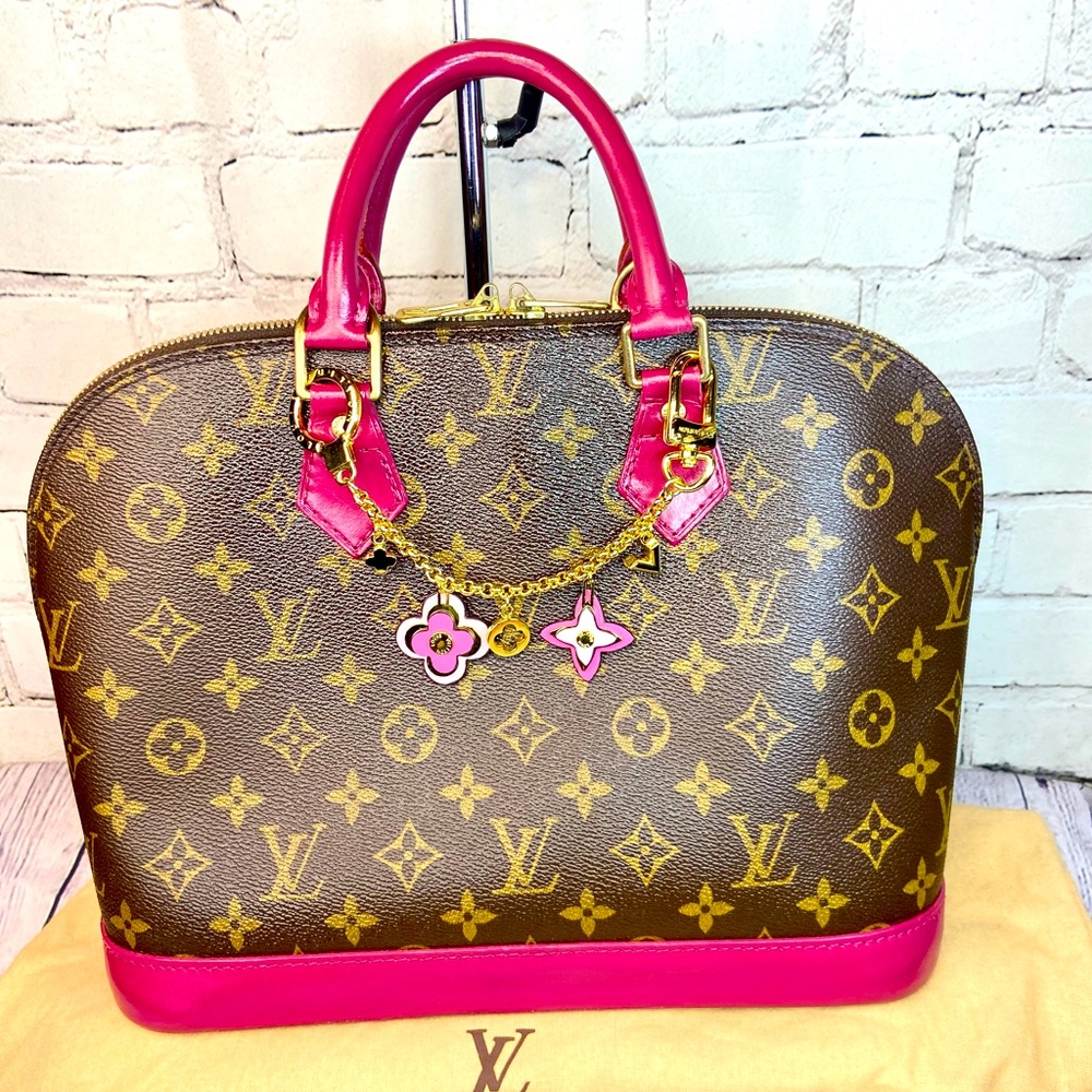 Louis Vuitton Alma PM custom painted with bag charm and dust bag